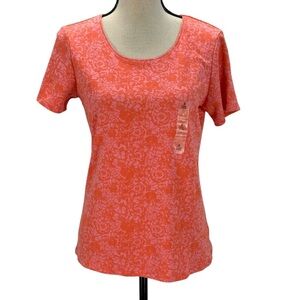 Style & Co Short Sleeve Crew Neck Floral Print T-Shirt - Pink - size Small